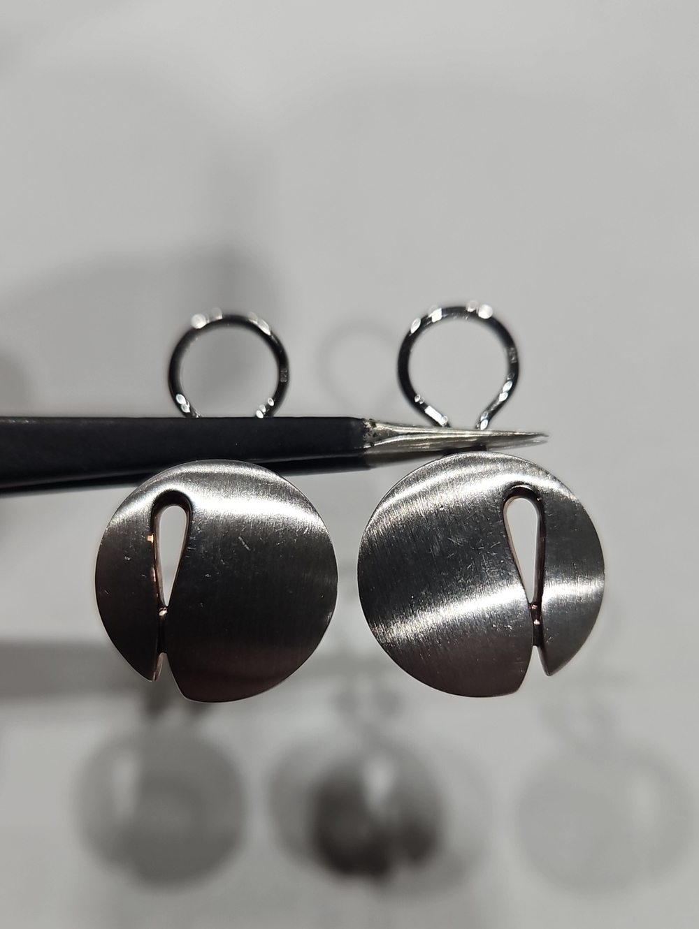 Authentic BREUNING Sterling Silver Modernist Clip-On Omega Earrings
